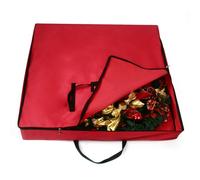 Pop Up Christmas Tree Bag - 34" Square Pre-lit Container Oxford Polyester - Reinforced Wide Handle & Dual Zipper - Fit 5-6.5 Feet Pull Up Tree (Red)