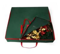 Pop Up Christmas Tree Bag - 34" Square Pre Lit Tree Container Oxford Polyester - Reinforced Wide Handle & Dual Zipper - Fit 5-6.5 Feet