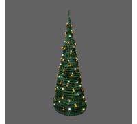 5Ft/150cm Prelit Pre Decorated Pop up Christmas Tree Xmas Home Indoor LED Warm White Lights Gold Baubles Decorations Battery Operated