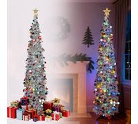 Pop Up Christmas Tree with Lights, 5ft Collapsible Christmas Tree, Pop Up Xmas Trees with Stand for Xmas Outdoor Indoor Home Decoration