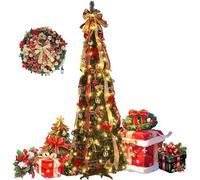 Pop-Up Christmas Tree with Pre-Installed Lights, Folding Design, Fully Decorated and Easy to Set Up for Holiday Decor