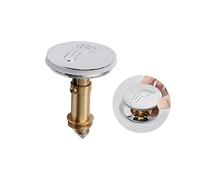 Pop Up Click Clack Plug Pop-up Stopper, Push Sink Drain for Bathroom Freestanding Massage Bathtub, Jacuzzi, Solid Brass Chrome Plating, 43mm