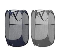 Pop Up Collapsible Laundry Basket with Handles,Wash Basket,2Pack,Blue+Black