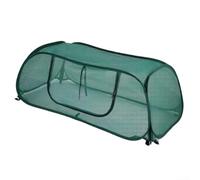 Pop-Up Cover for Raised Flower Beds with Roll-Up Inspection Panel and Metal Stake Anchoring System to Maintain Coverage During Rainy or Windy Days (Dark green)