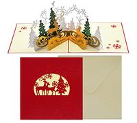 Pop Up Deluxe Christmas Card, 3D Forest, Special Seasonal Greeting Cards for Your Special Family and Friends - Reindeer