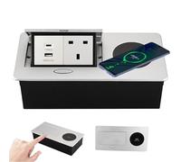 Pop-Up Desktop Socket Power Strip with Wireless Charging, Interface for Kitchens, Desks, and Countertops