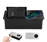 Pop-Up Desktop Socket Power Strip with Wireless Charging, Interface for Kitchens, Desks, and Countertops