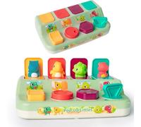 Pop Up Dinosaur Toys, Cause and Effect Toy with Buttons Montessori Developmental Toy for 6-9-12 Months Baby Interactive Sensory Toy for Toddlers 1-3