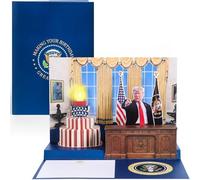 Pop Up Donald Trump Birthday Card with LIGHT, SOUND and Trump's VOICE - Multiple Designs Available - 3D President Says A Happy Birthday Message - Funny Card With Stickers Included