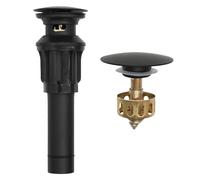 Pop Up Drain, All Metal Bathroom Sink Drain Stopper with Overflow, Vessel Sink Drain Assembly with Detachable Basket Stopper, Anti-Clogging Vessel Sink Drain Strainer (Matte Black)