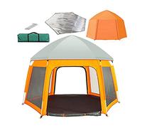 Pop Up Family Camping Tent Hexagonal New Large Sun Shelter Beach Tents Ventilation Waterproof Windproof Portable Automatic Beach Tent Instant Easy Outdoor Cabana for 4-5 Persons