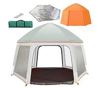Pop Up Family Camping Tent Hexagonal New Large Sun Shelter Beach Tents Ventilation Waterproof Windproof Portable Automatic Beach Tent Instant Easy Outdoor Cabana for 4-5 Persons