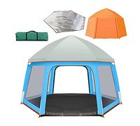 Pop Up Family Camping Tent Hexagonal New Large Sun Shelter Beach Tents Ventilation Waterproof Windproof Portable Automatic Beach Tent Instant Easy Outdoor Cabana for 4-5 Persons