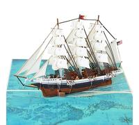 Pop Up Fathers Day Card, Birthday Card for Men - 3D Ship Ocean Greeting Card for Dad, Husband, Grandad, Retirement Nautical Gift for Him (Size 15x20 cm - Sailboat)