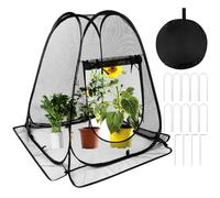 Pop up Fine Mesh Plant Tents, 28x28x32 Inch Portable Plant Netting Pest Guard Cover with 14 Stakes, Plant Cover Tent for Vegetables Fruits Away from Birds Deer Squirrels, No Build Garden Netting