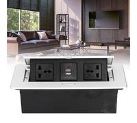 Pop Up Floor Outlet Box, Floor Outlet Cover Plate Kit, Electrical Outlet Cover Box with DC5V/2.1A USB Chargers and 3 Hole Outlet, for Countertop Home