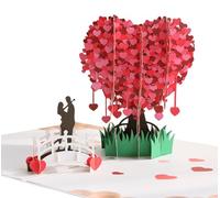 Pop Up Flower Bouquet Card - Love Tree Couple Valentines Day 3D Greeting Pop Up Card Happy Anniversary Wedding Engagement Birthday 22333