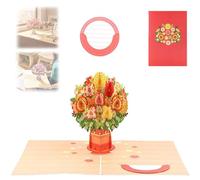 Pop up Flower Bouquet Valentine’s Day Card, 3D Pop up Romantic Paper Flower Love Greeting Cards with Note Card & Envelope, Valentine Anniversary Birthday Gifts for Her, Girlfriend, Wife (#09)