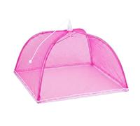 Pop Up Food Cover Mesh 13 Inch - Reusable Fly Net Food Dome Tent with Lace Edge, Collapsible Mesh Screen Umbrella for Outdoors, Garden Parties, BBQ, Picnics, Camping, Kitchen Food Protector (Pink)