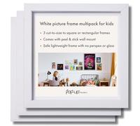 POP-UP Frames 3 Pack Kids Picture Frames | No nails, shatterproof, peel & stick | Customisable & fun colours | Safe for playroom, nursery, bedroom | Multipack for kids' art & drawings, White