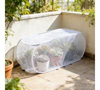 Pop-Up Garden Mesh Net Cover, Foldable Plant Protection Tent, Anti Bird Insect Sun Rain Shelter for Vegetables Herbs Potted Plants, Portable Greenhouse Cage with Ground Stakes (White, 99 * 45 * 40)