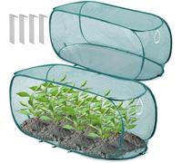 Pop-Up Garden Mesh Net Plant Cover, 100x45x40cm Foldable Raised Bed Cover, Plant Protection Tent, Anti-Bird, Insect & Sun Barrier, Portable Greenhouse for Protect Plant Vegetable Fruit (Green-2pcs)