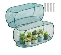 Pop-Up Garden Mesh Plant Cover for Raised Beds, Foldable Insect Bird Barrier Netting Tent with Zipper & Stakes, Pest Guard Crop Cage for Vegetables (1,Green 2pcs)