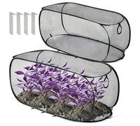 Pop-Up Garden Mesh Plant Cover for Raised Beds, Foldable Insect Bird Barrier Netting Tent with Zipper & Stakes, Pest Guard Crop Cage for Vegetables (1,Black 2pcs)