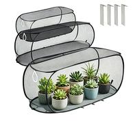 Pop-Up Garden Mesh Plant Cover for Raised Beds, Foldable Insect Bird Barrier Netting Tent with Zipper & Stakes, Pest Guard Crop Cage for Vegetables (1,Black 3pcs)