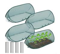 Pop-up Garden Mesh Plant Cover with Ground Nails/Foldable Outdoor Protector Tent for Vegetables Flowers/Green Netting Shield Against Birds Insects Pests/ 39.4x15.7x15.7 Inches(4pcs)