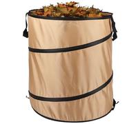 Pop Up Garden Waste Bag Oxford Cloth Collapsible Large Heavy Duty Sack With Handles For Waste Rubbish Toys Etc Garden Bag For Storage Gardening Reusable Container for Lawn Care (Khaki-91L)