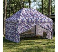 Pop-up Gazebo 295x410cm Blue Camouflage 210D Oxford Silver Coated 3-Level 4walls