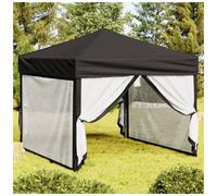 Pop-up gazebo 3x3m Black 210D Oxford Steel Frame Folding Canopy with Sidewalls