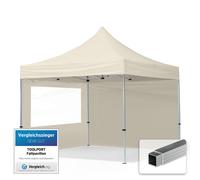 pop up gazebo 3x3m with 2 side panels & aluminium frame folding tent cream
