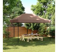 (brown, without sidewall) vidaXL Foldable Party Tent Pop-Up with 4 Sidewalls Patio Gazebo Canopy Shelter