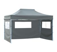 Pop Up Gazebo 431x291x315cm Anthracite 600D PVC Roof Powder-Coated Steel 3 Walls