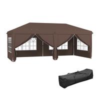 Pop Up Gazebo 5.85x2.95x2.7m Brown Powder Coated Steel 3-Level Height Adjustable