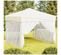 Pop-up gazebo cream 3x3 m 210D Oxford poly canopy steel frame removable walls