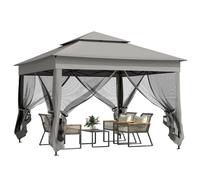 Pop Up Gazebo Dark Grey Polyester With Brown Metal Frame 3.25x3.25m 325x325cm UK