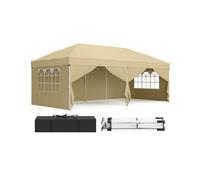 Pop Up Gazebo for Garden and Patio with UV Protection, Beige / 3 x 6 m with 6 Sides