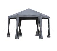 Pop Up Gazebo Hexagonal Tent 3.2m Sun Protection Mesh Sidewalls Handy Bag