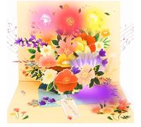 Pop Up Get Well Card with Music & Colorful Lights,3D Flower Greeting Card for Man, Woman, Friend