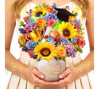 Pop Up Graduation Cards with Light & Music, 3D Flower Bouquet Graduation Greeting Card with Envelope, Graduation Popup Card Gifts for High School & College Graduates, Congrats Grad Card for Him Her