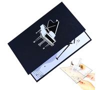Pop Up Greeting Cards: 3D Folding Design, Piano Paper Birthday Card, Celebration Note With Handmade Sunkey Detail, Envelope Accessory Card D