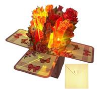 Pop Up Greeting Cards Flowers, 3D Mother's Day Flower Bouquet Card, 8.5 x 6.97 inches Musical Light-Up Paper, Blank Note Card for Envelope, Decorative Floral Message