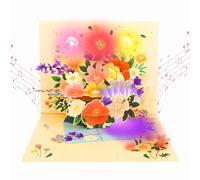 Pop Up Greeting Cards with Music & Lights, DIY Flower Music Greeting Cards, Get Well Soon, Happy Birthday, Best Mom, Thank You Cards, Wonderful Wishes for Mom, Wife, Friends With Envelope & Notecard