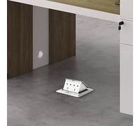 Pop Up Ground Socket UK Standard 2 Outlet Recessed Floor Socket with Waterproof Cover Aluminium Alloy Panel for Home Office Space Saving Electrical Outlet