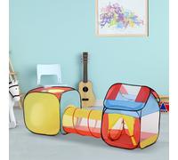 Pop Up House Tent Toddler Polyester 3 in 1 Play Tunnel Multi-Colour