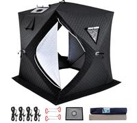 Pop Up Ice Fishing Tent with 3-Layer Insulation for Winter Camping | Separate Air Vent, Spacious Interior, 3 Panoramic Windows, Carry Bag, Guy Lines and 4 Ice Anchors Included