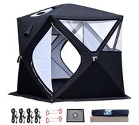 Pop Up Ice Fishing Tent with 3-Layer Insulation for Winter Camping | Separate Air Vent, Spacious Interior, 3 Panoramic Windows, Carry Bag, Guy Lines and 4 Ice Anchors Included